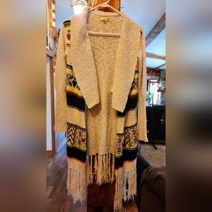 Princess Vera Wang. Cardigan. Cream, Black, Red, Neon Yellow. Pockets. Fringe. M